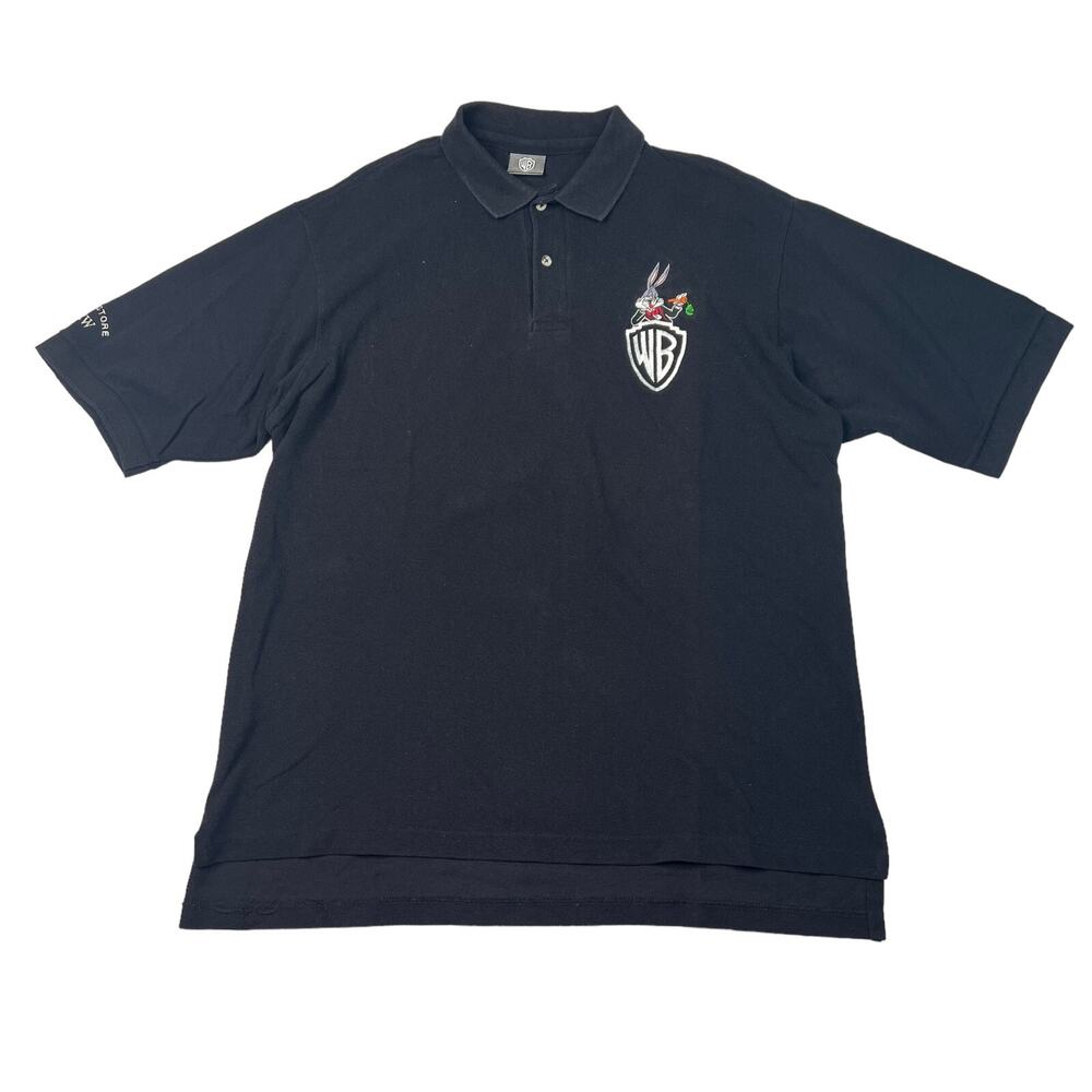 Warner Bros WB VTG 1991 Studio Tour Crew Polo Shirt Bugs Bunny Black Adult XL